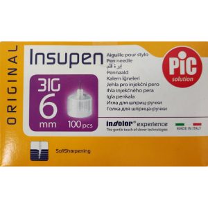 Голки стерильні для інсулінових ручок INSUPEN ORIGINAL, 31G x 6 мм (0,25 x 6мм) 100 шт.