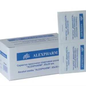 Серветки просочені спиртовим розчином "ALEXPHARM", 65х30 мм №100