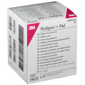 Адгезивна пов'язка для закриття ран 3M Medipore + Pad 5 х 7.2 см (3562Е) №50